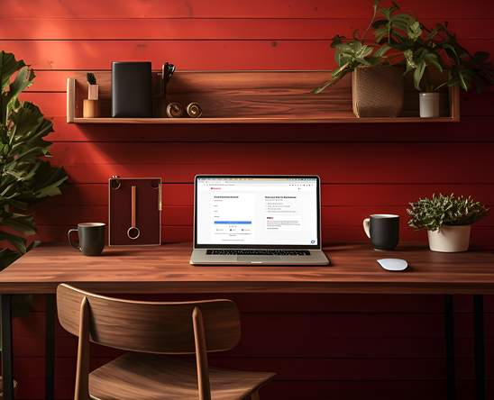 Computer on a table with Reservio Booking Website