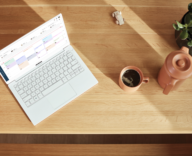 Notebook with scheduling calendar