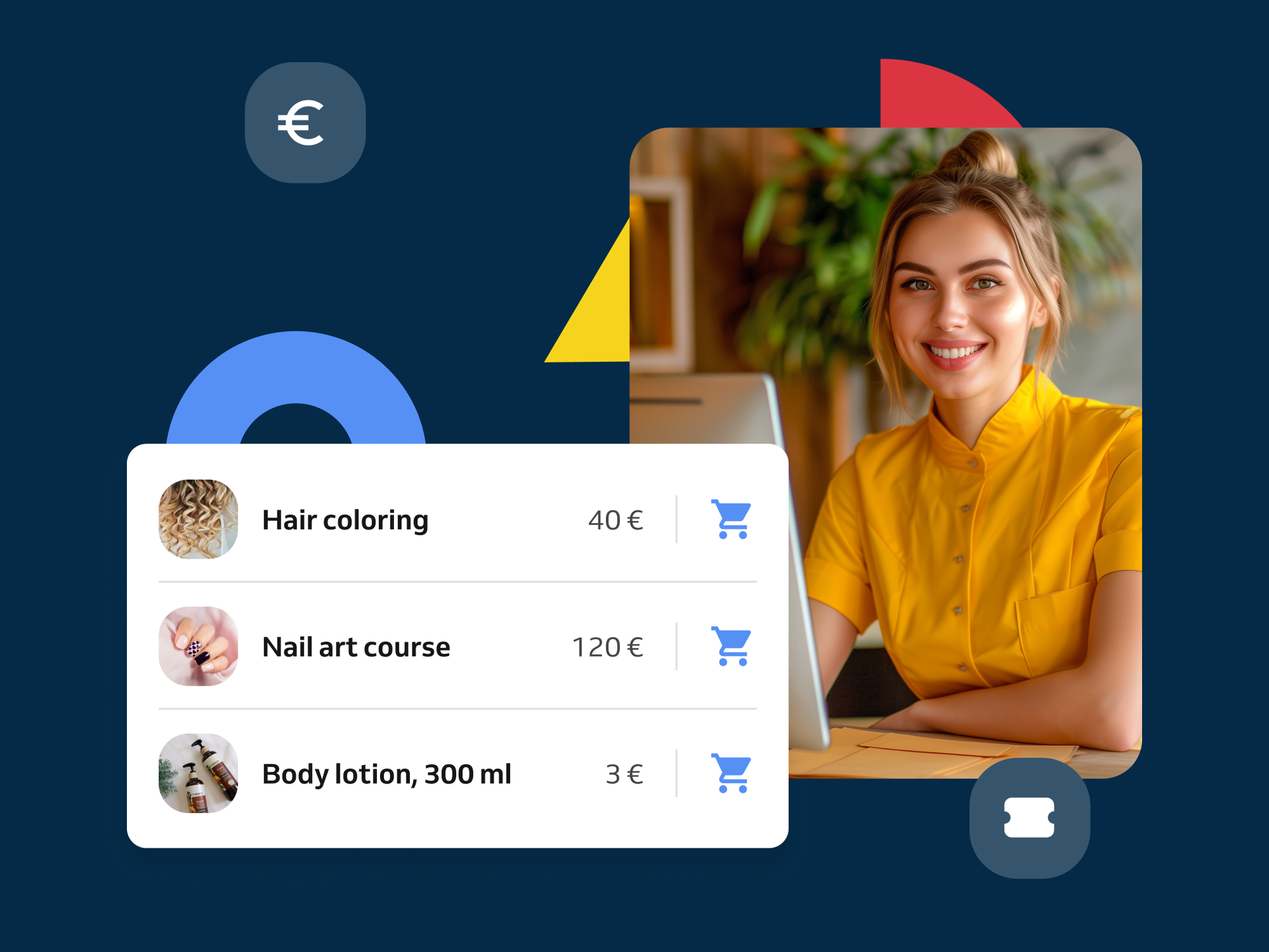 Sale of services and products in one go
