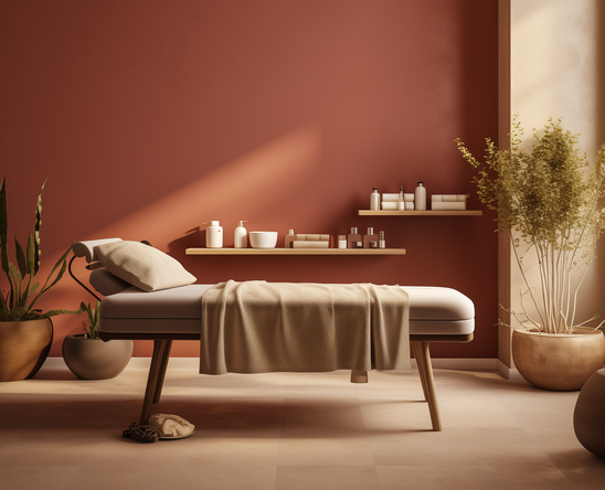 massage table in the salon