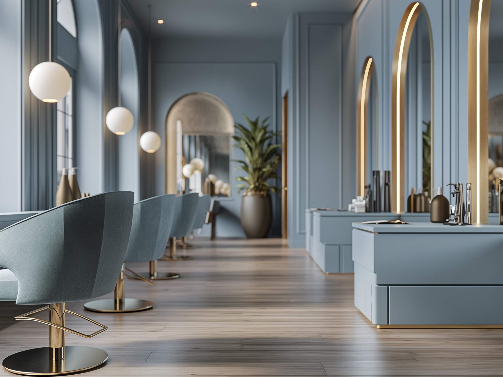 Interior of hair salon