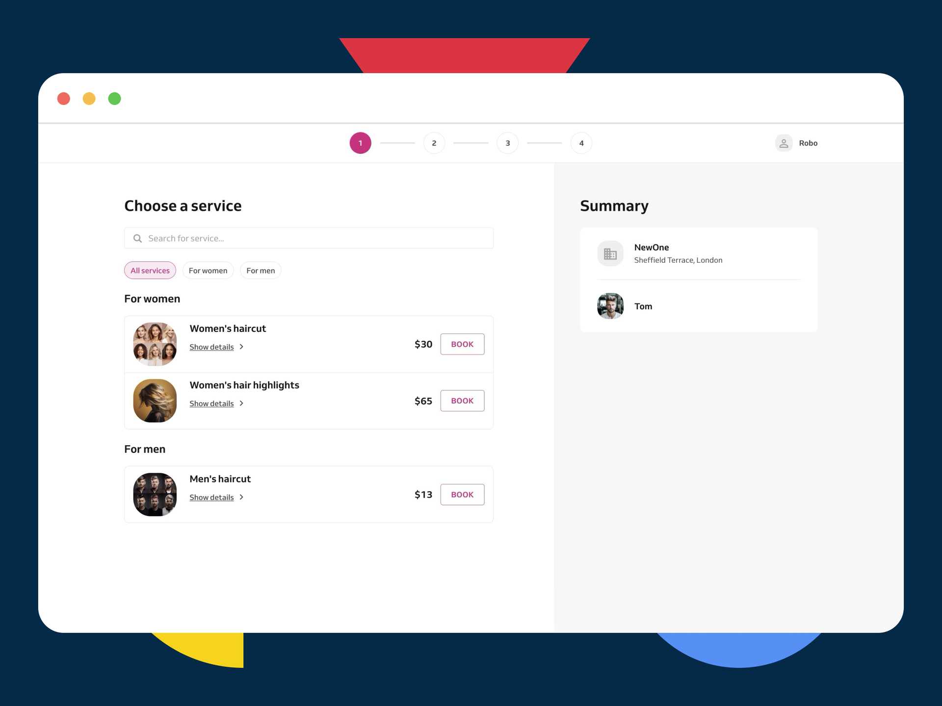 Screenshot of Booking Website