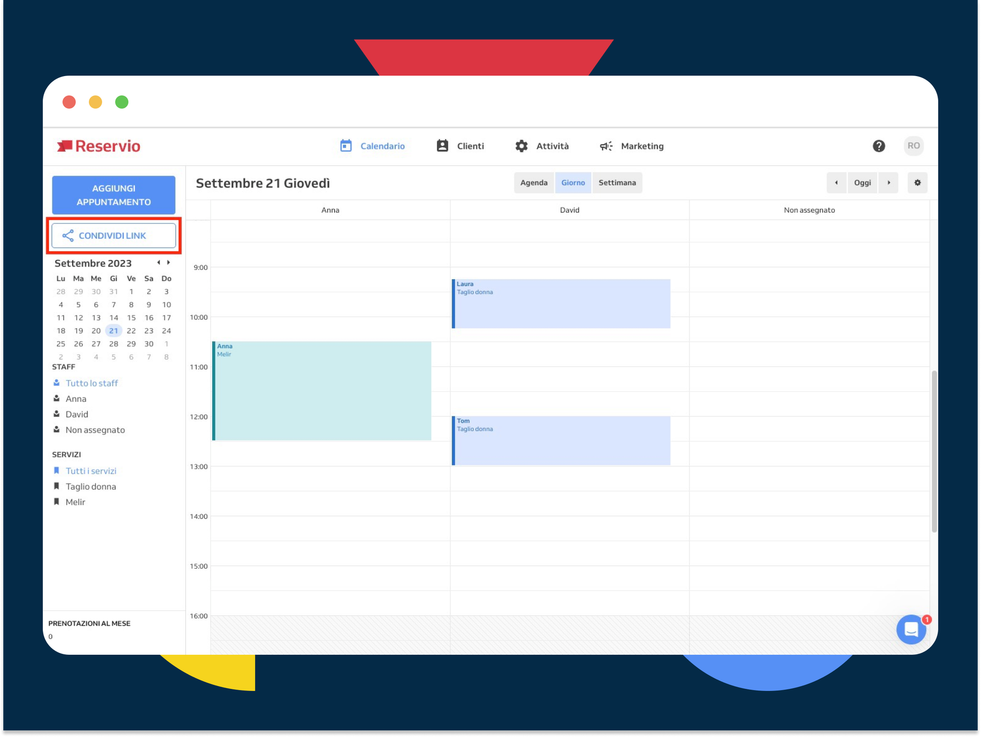 Calendar with share link
