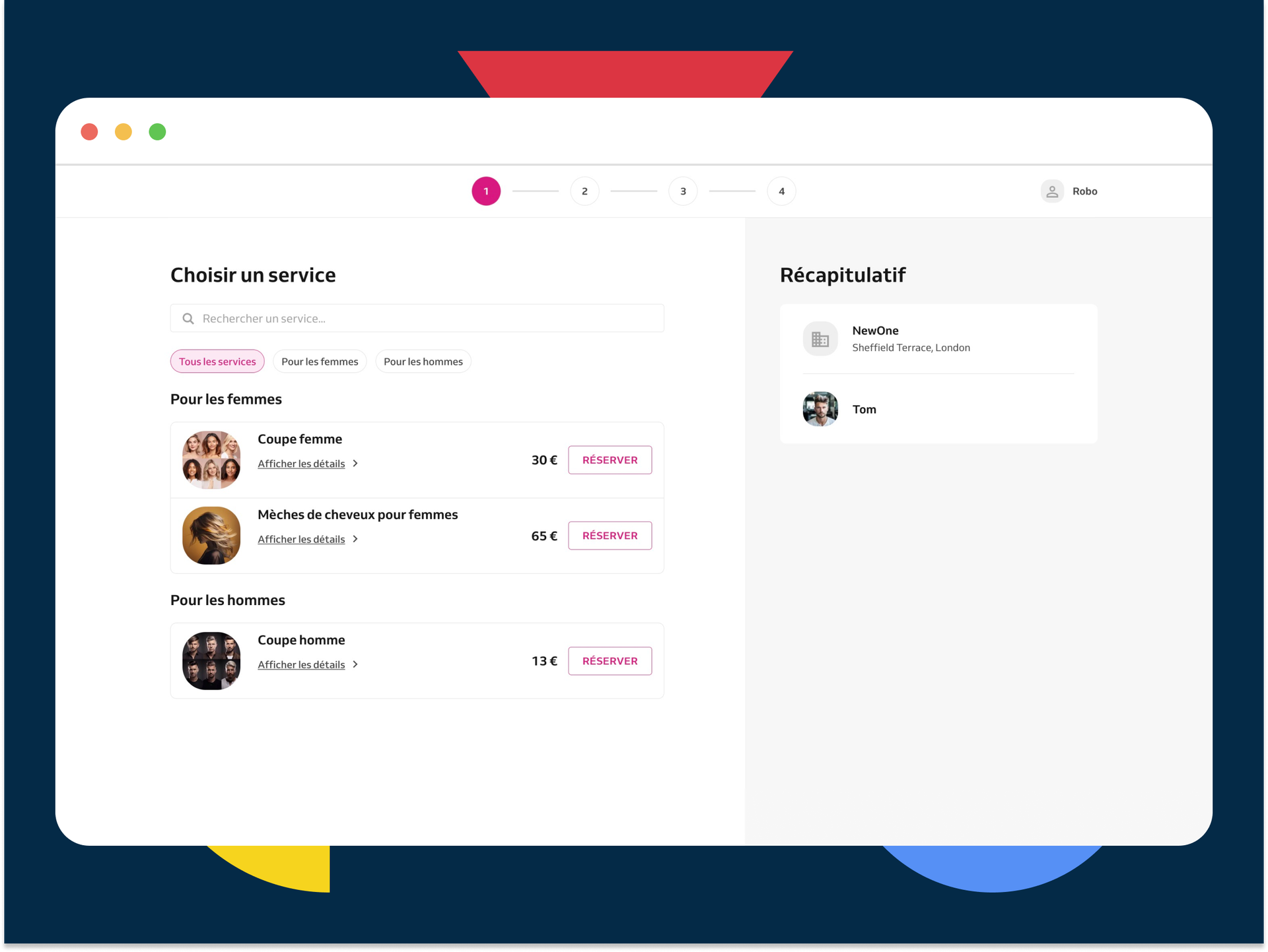 Screen of Reservio Booking Website