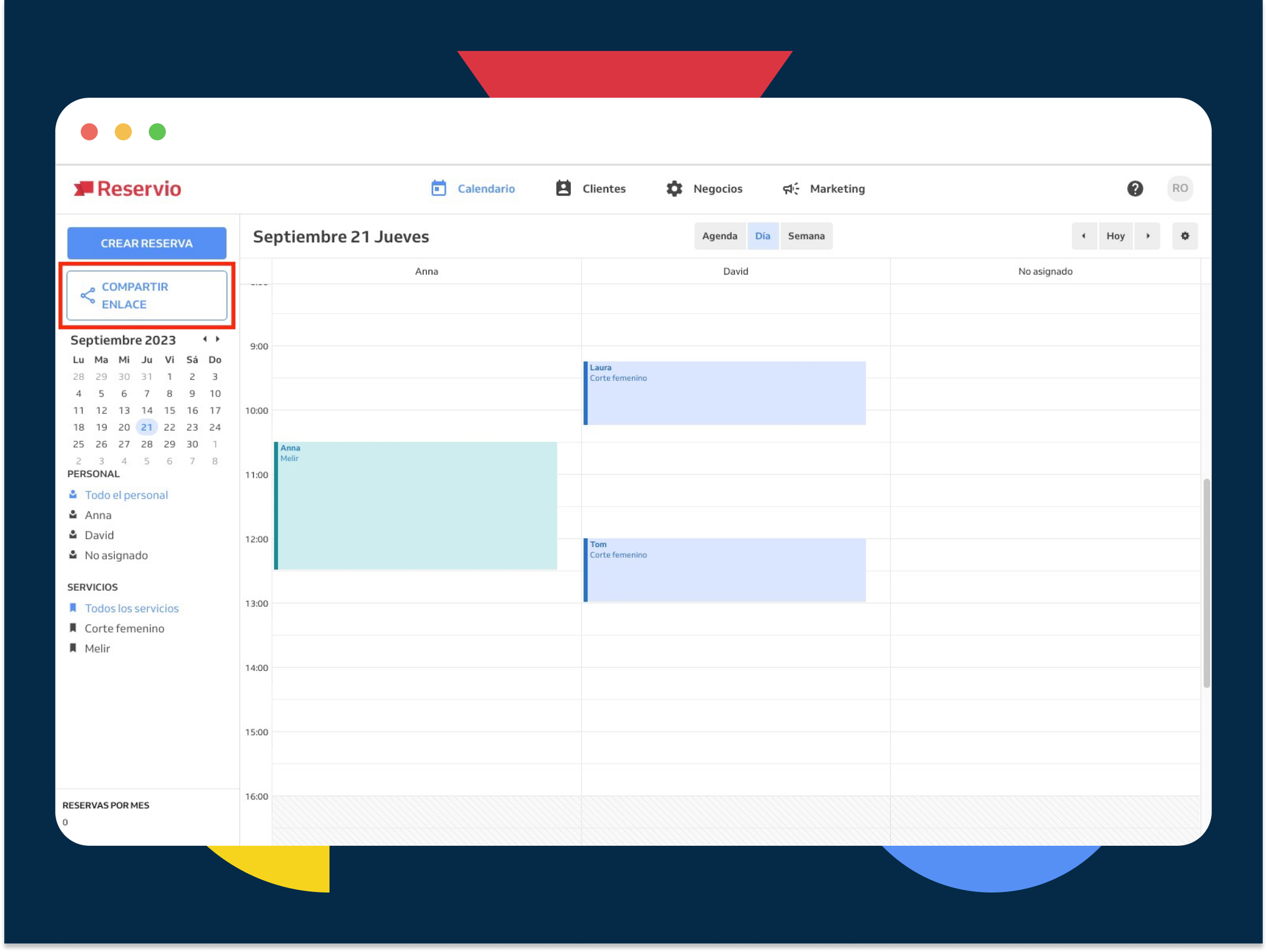 Calendar with share link