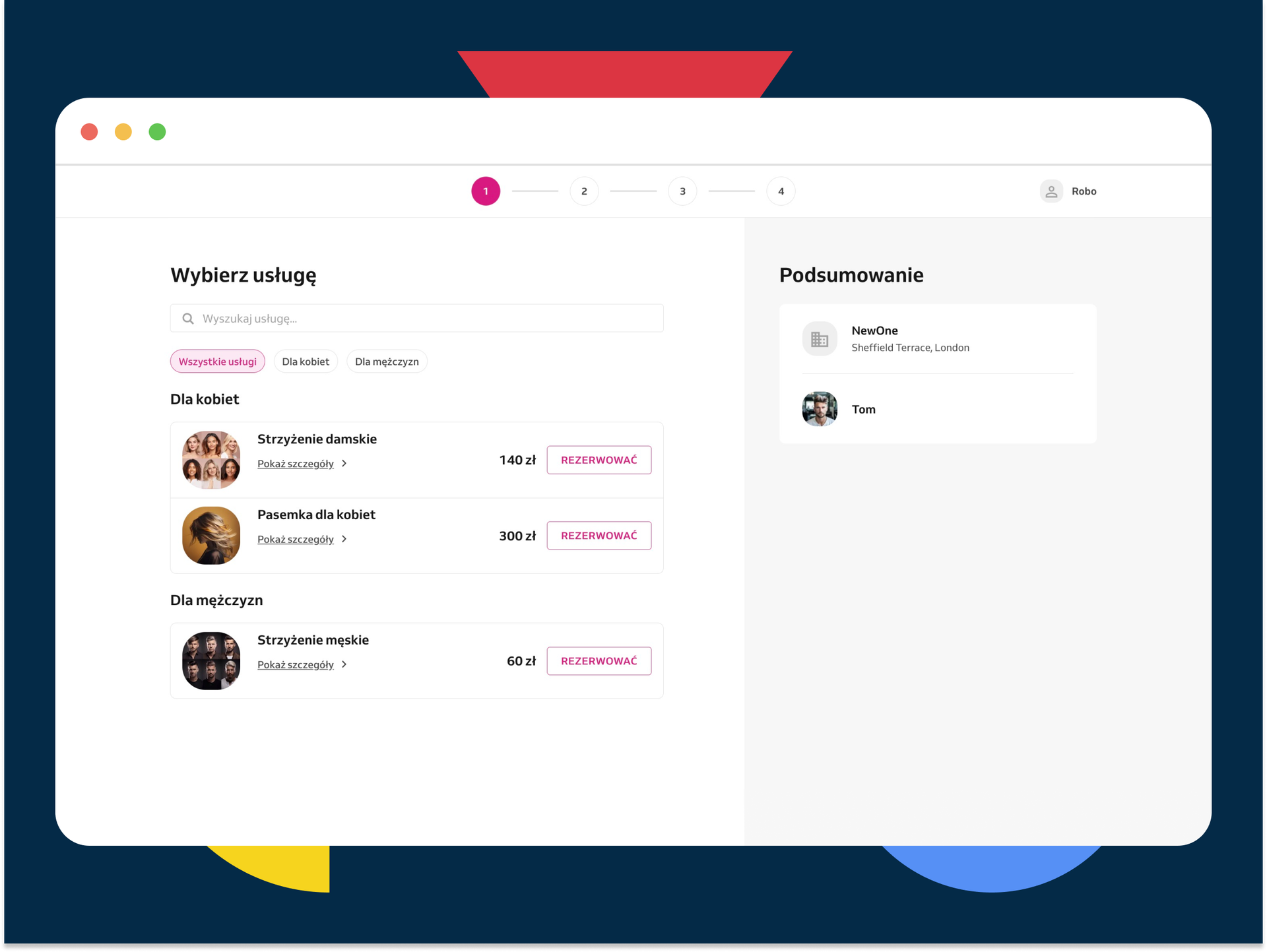 Screen of Reservio Booking Website