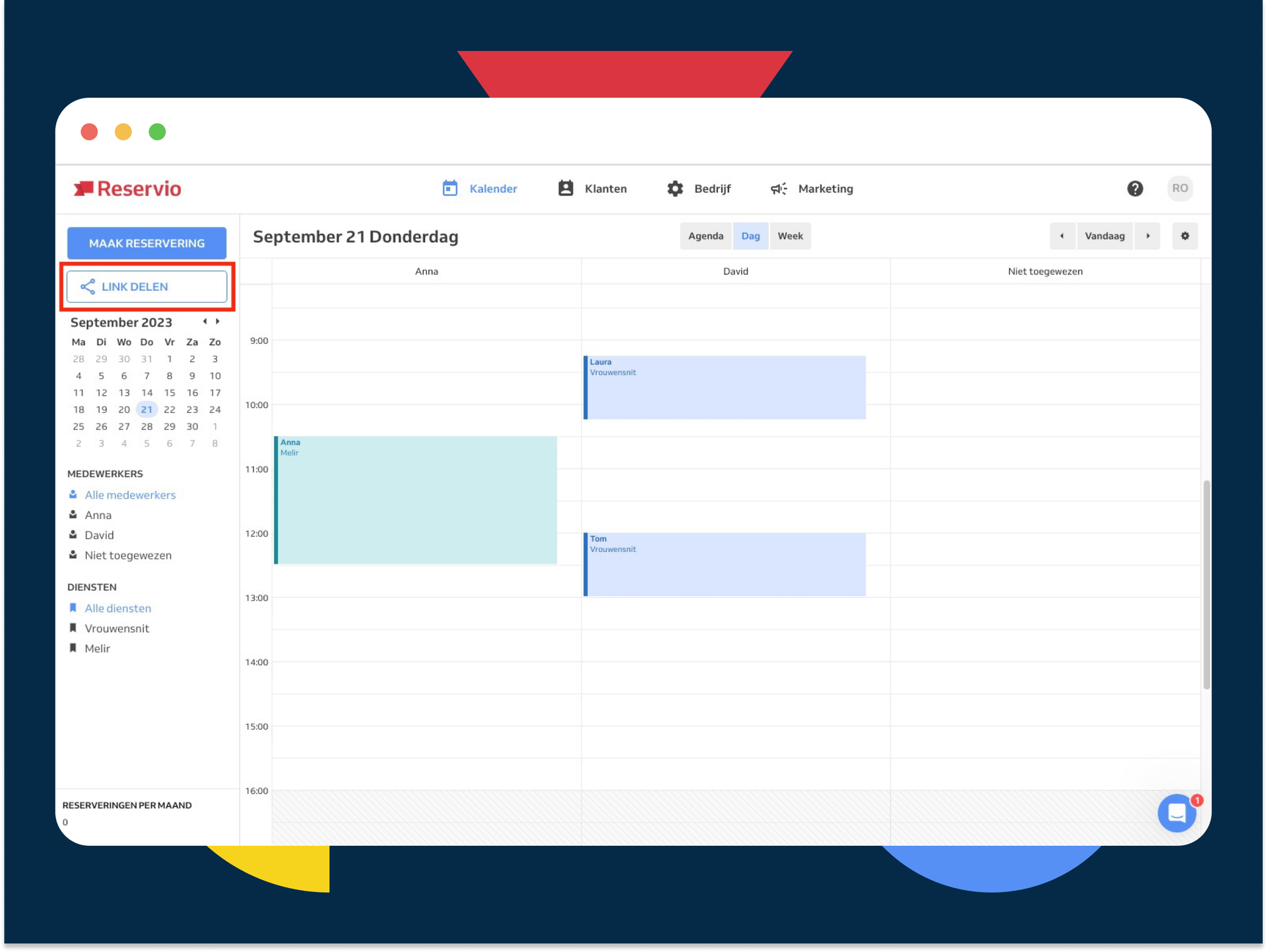 Calendar with share link