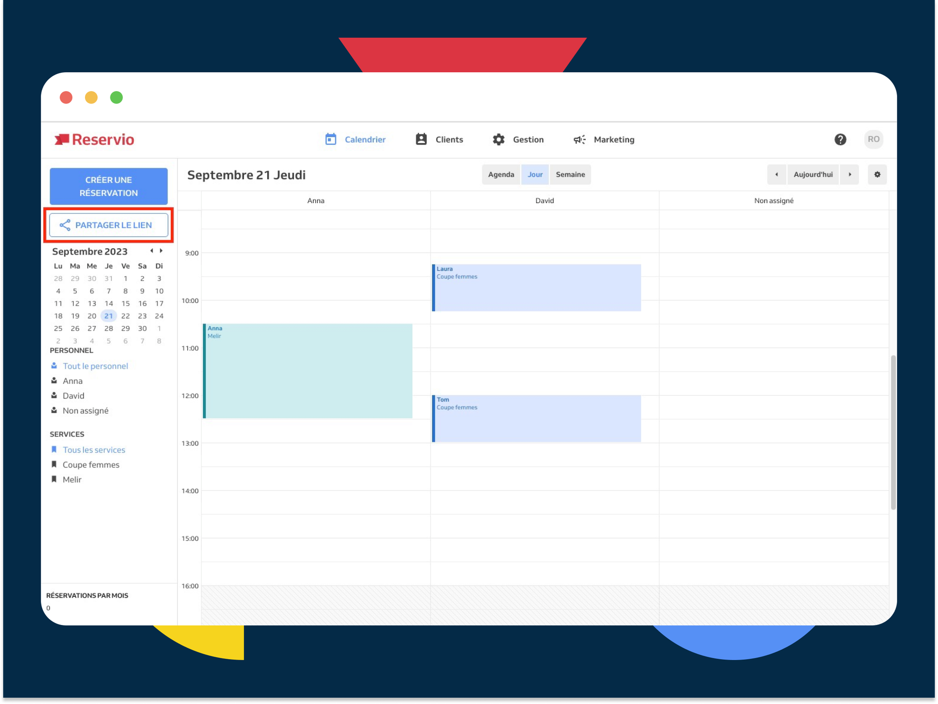 Calendar with share link