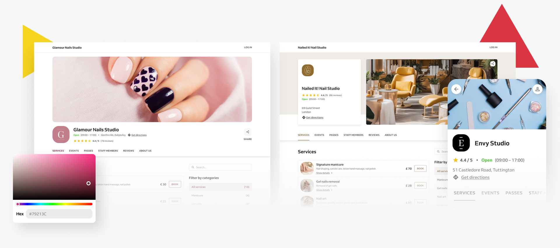 template of a free booking website for nail salons