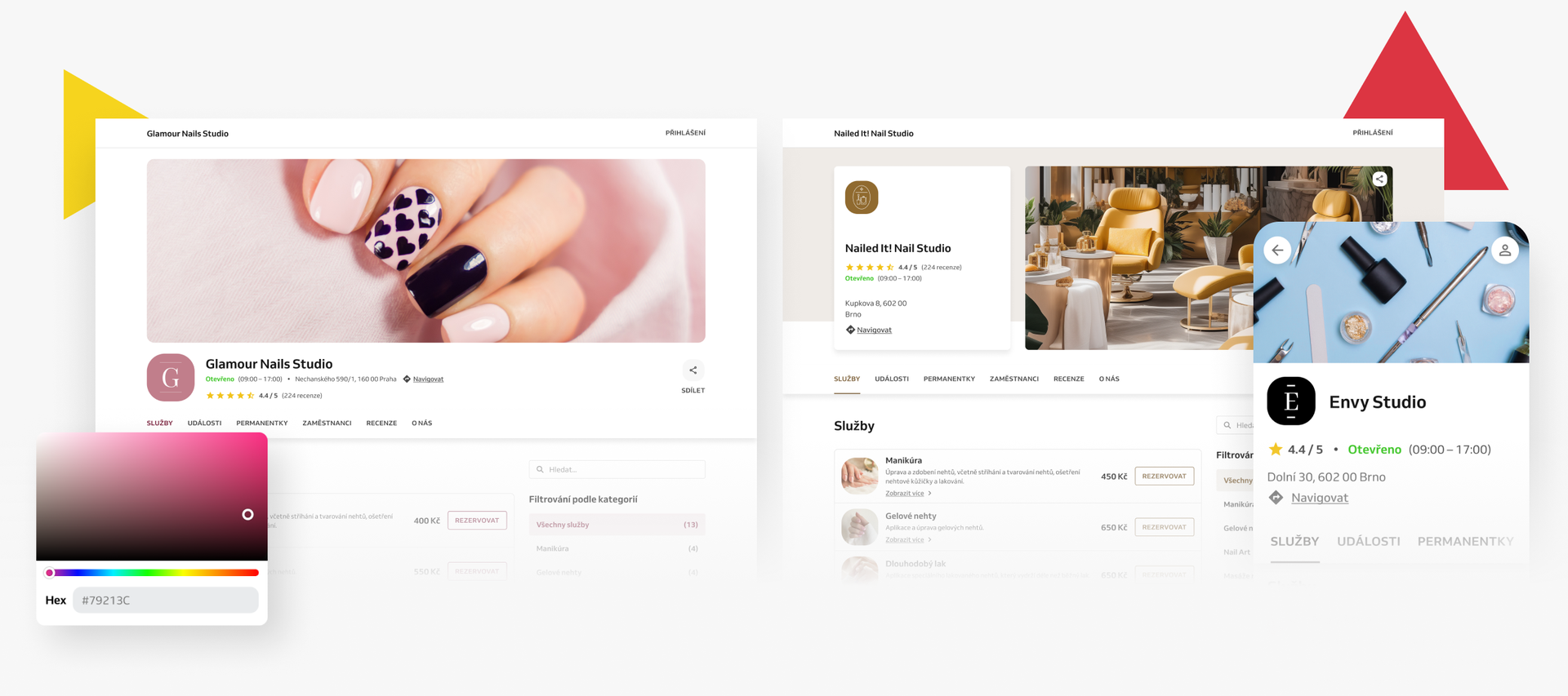 šablona bezplatné rezervační webové stránky pro nehtové salony
