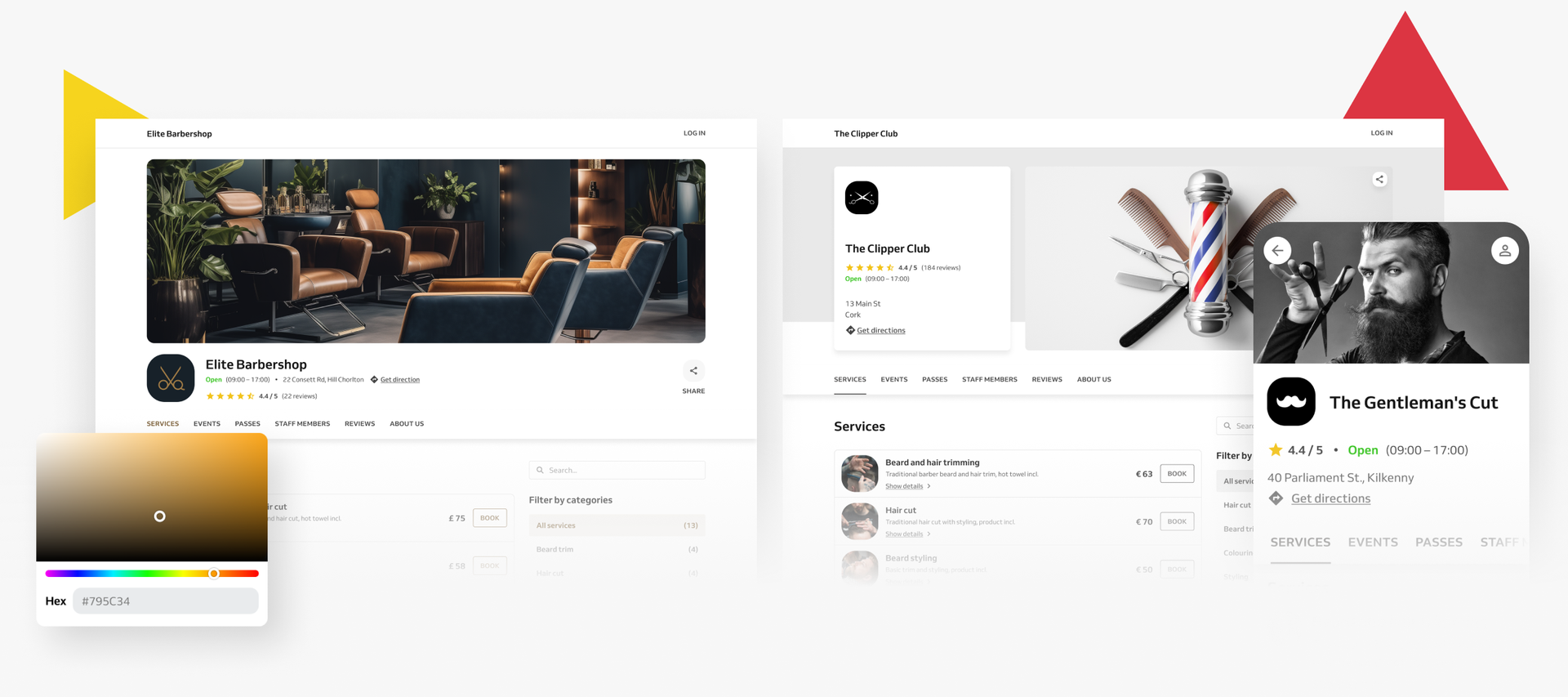 template of a free booking website for barbershops