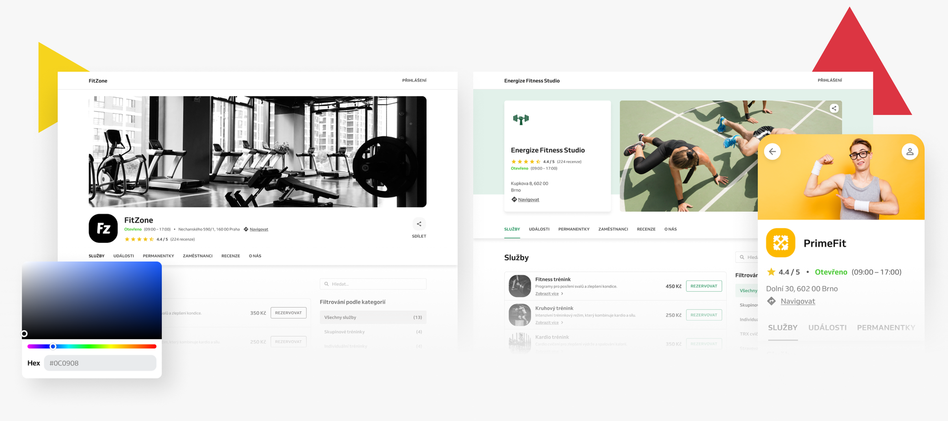 šablona rezervačního webu pro fitness a tělocvičny