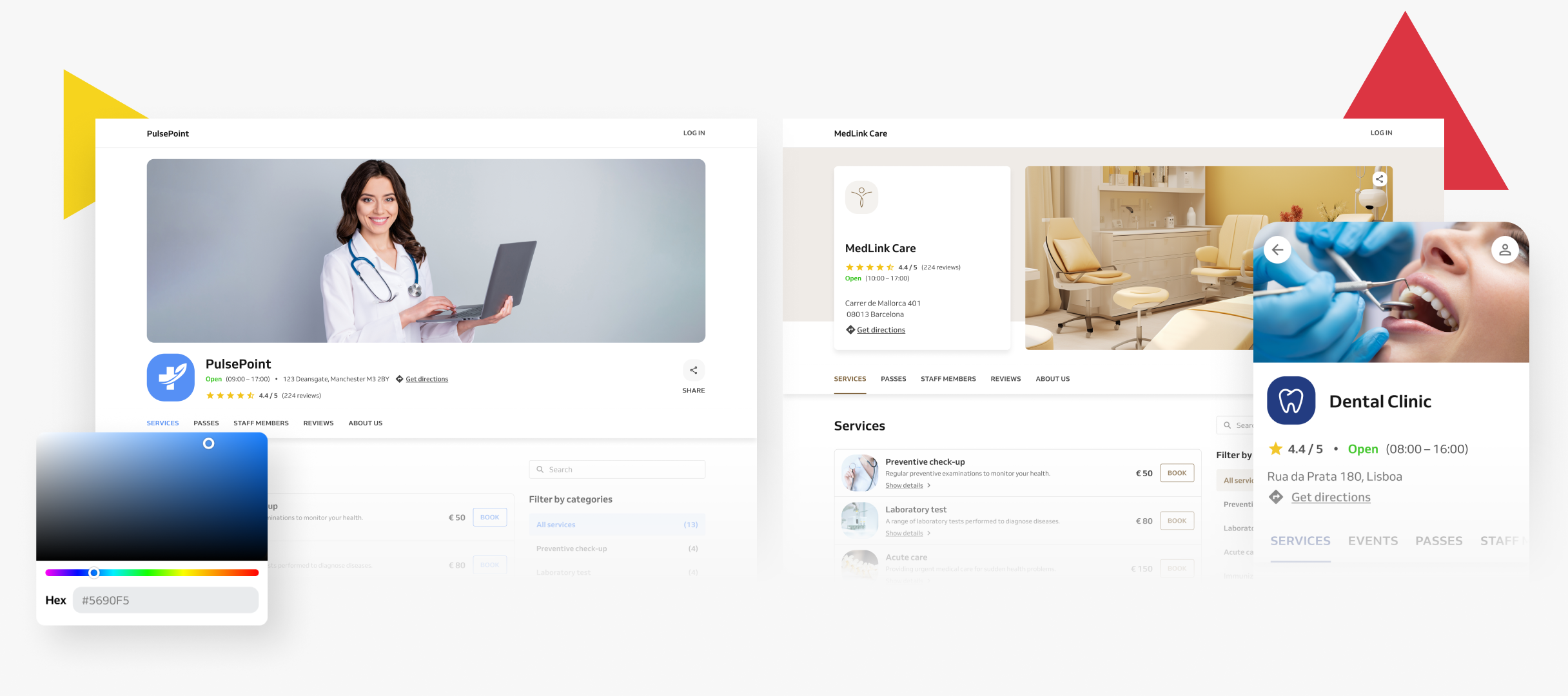 healthcare clinic booking website designs