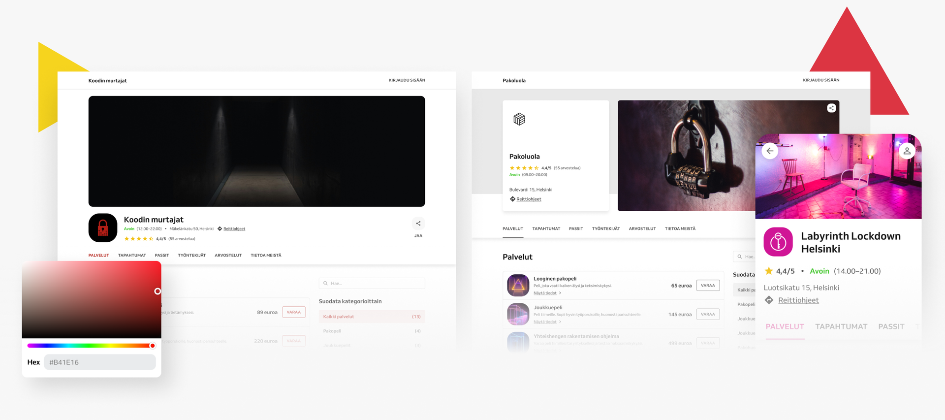 pakohuone varaus verkkosivuilla malli