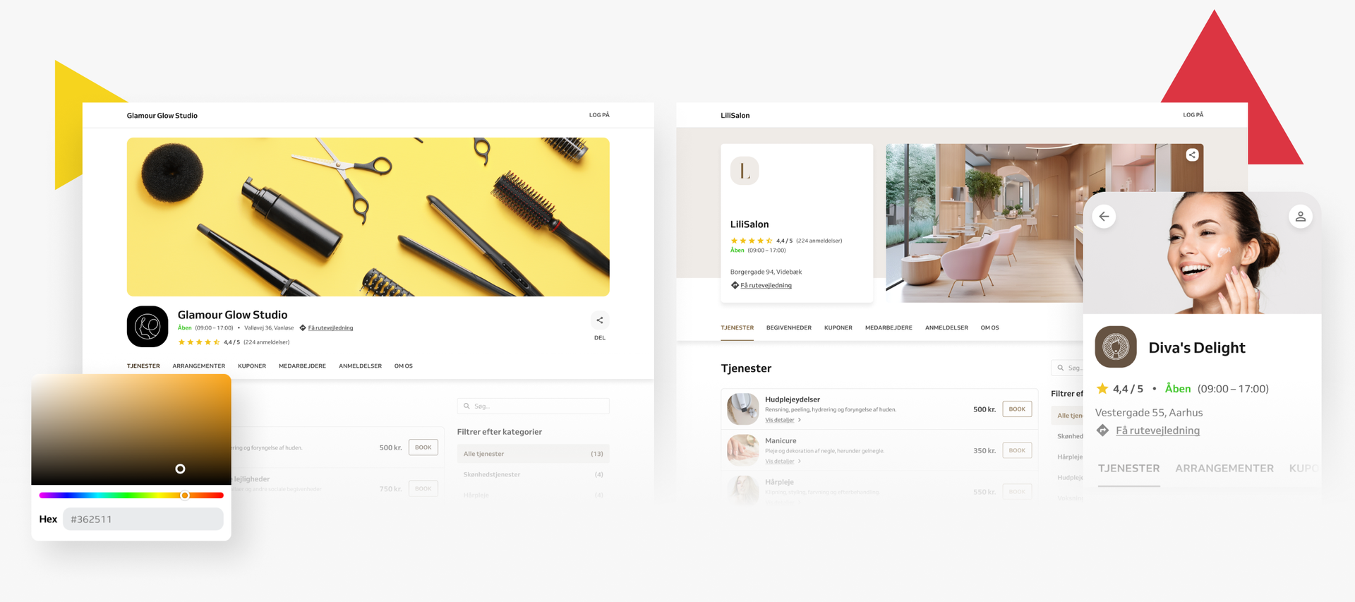 skønhedssalon booking hjemmeside grafik