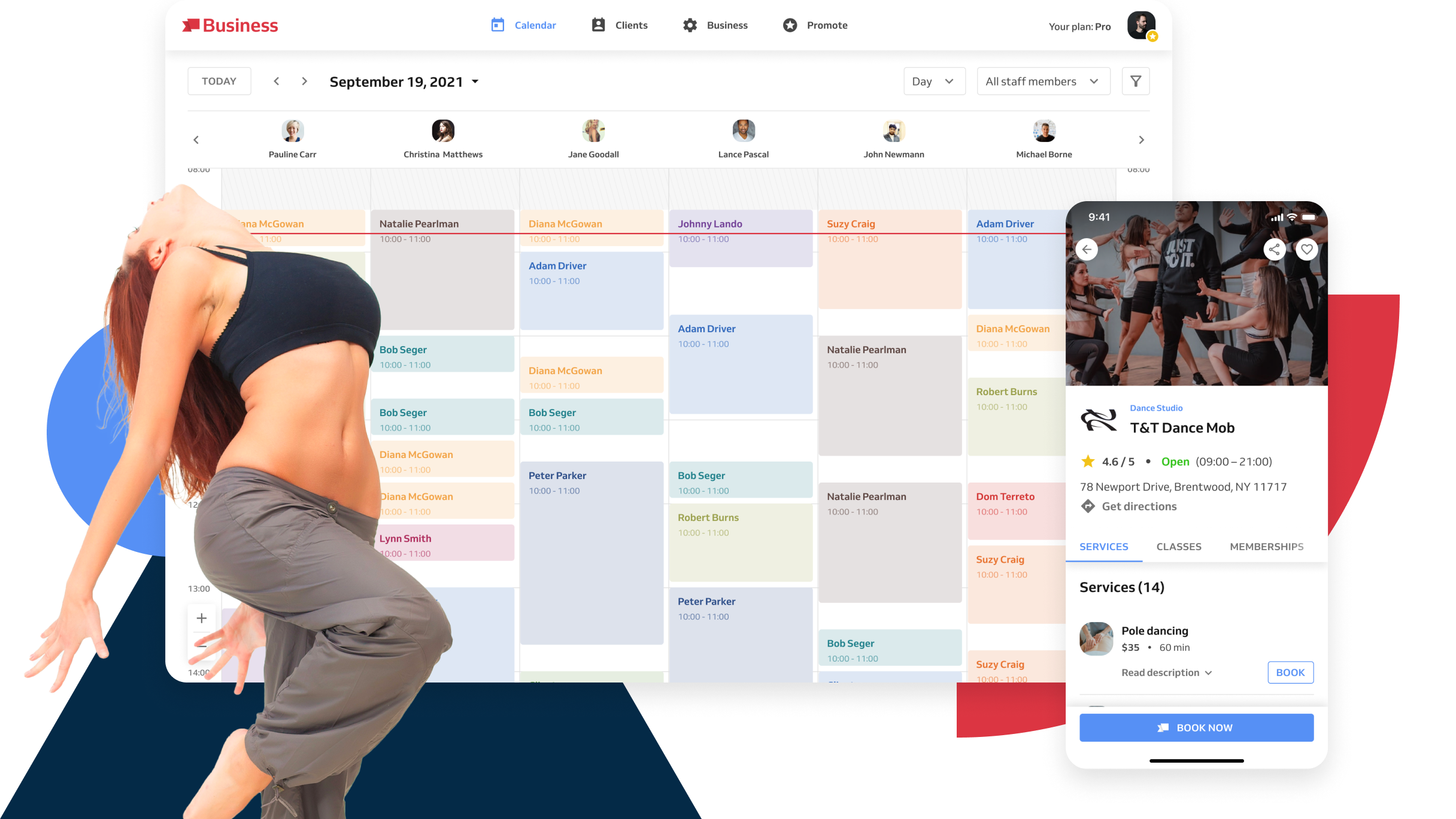Dance studio scheduling software Reservio Business for dance studios