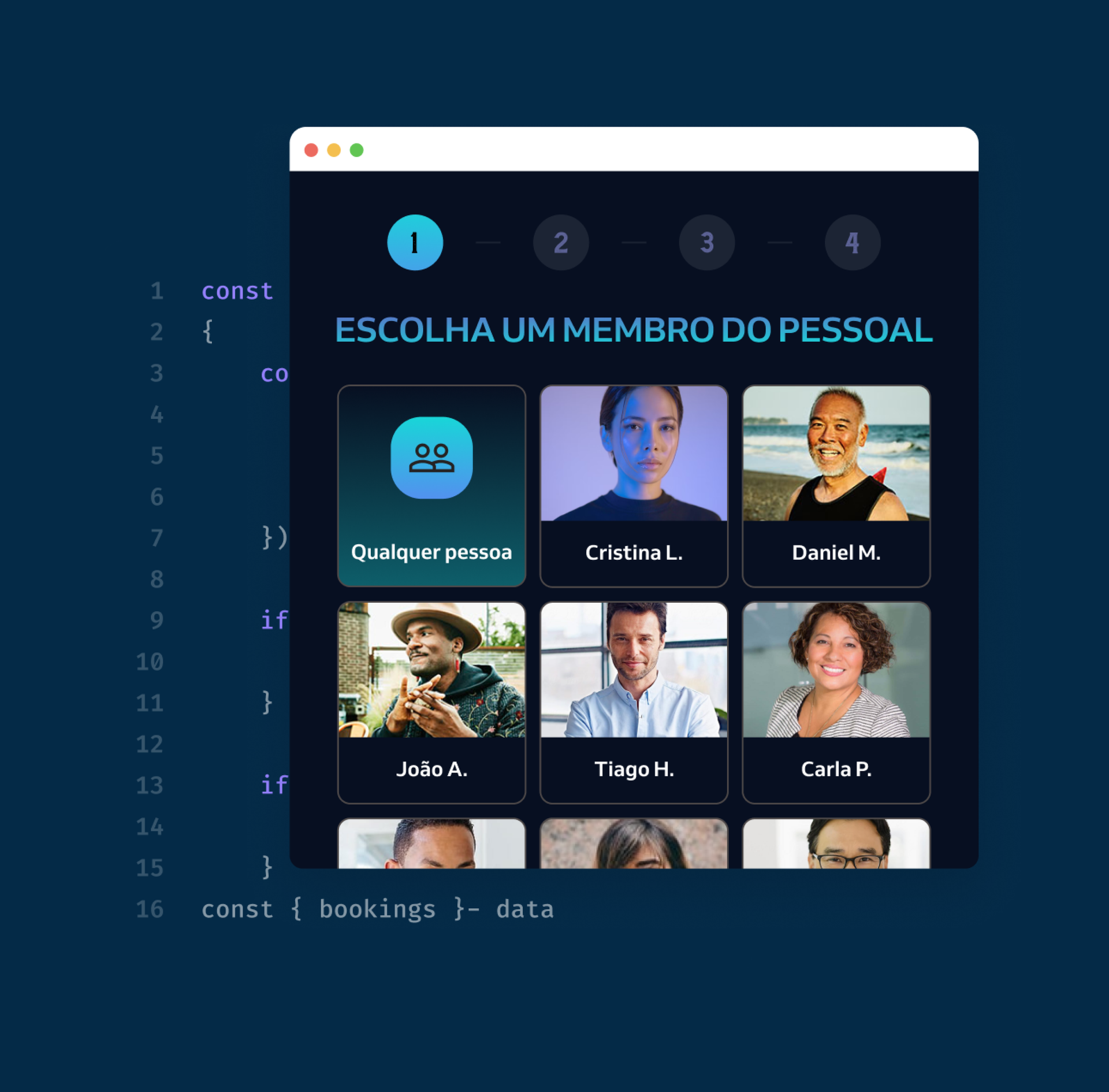 lista de membros da equipe