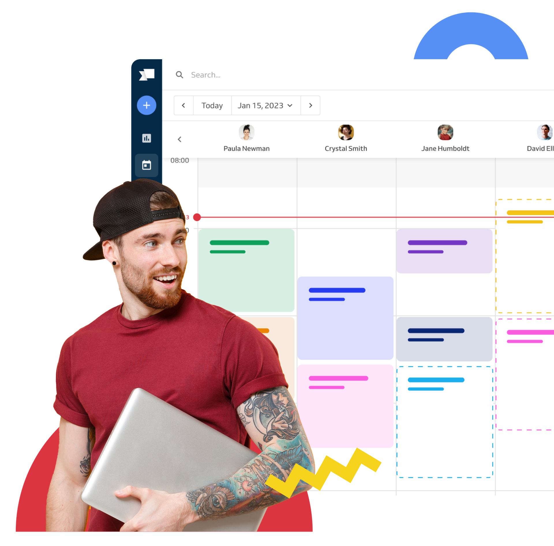 tattoo artist with a laptop