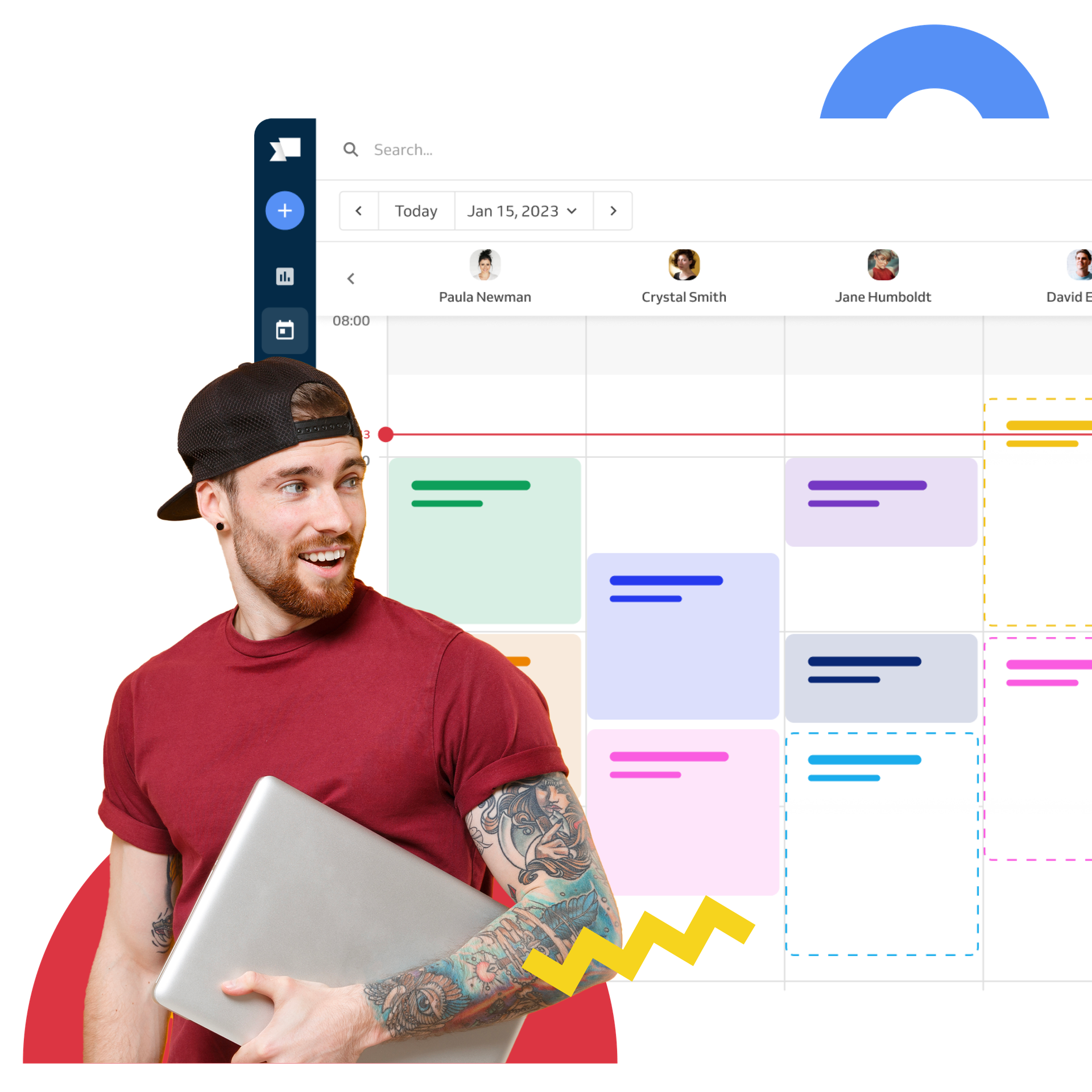 tattoo artist with a laptop