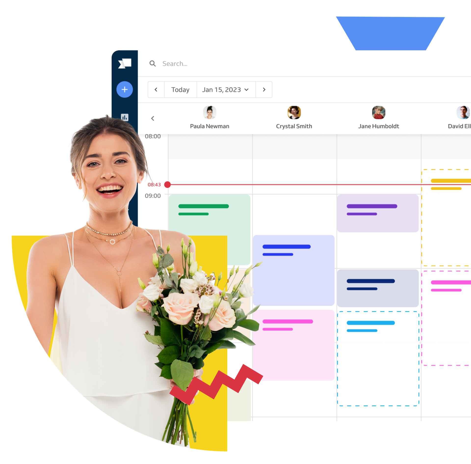 happy bride with bouquet