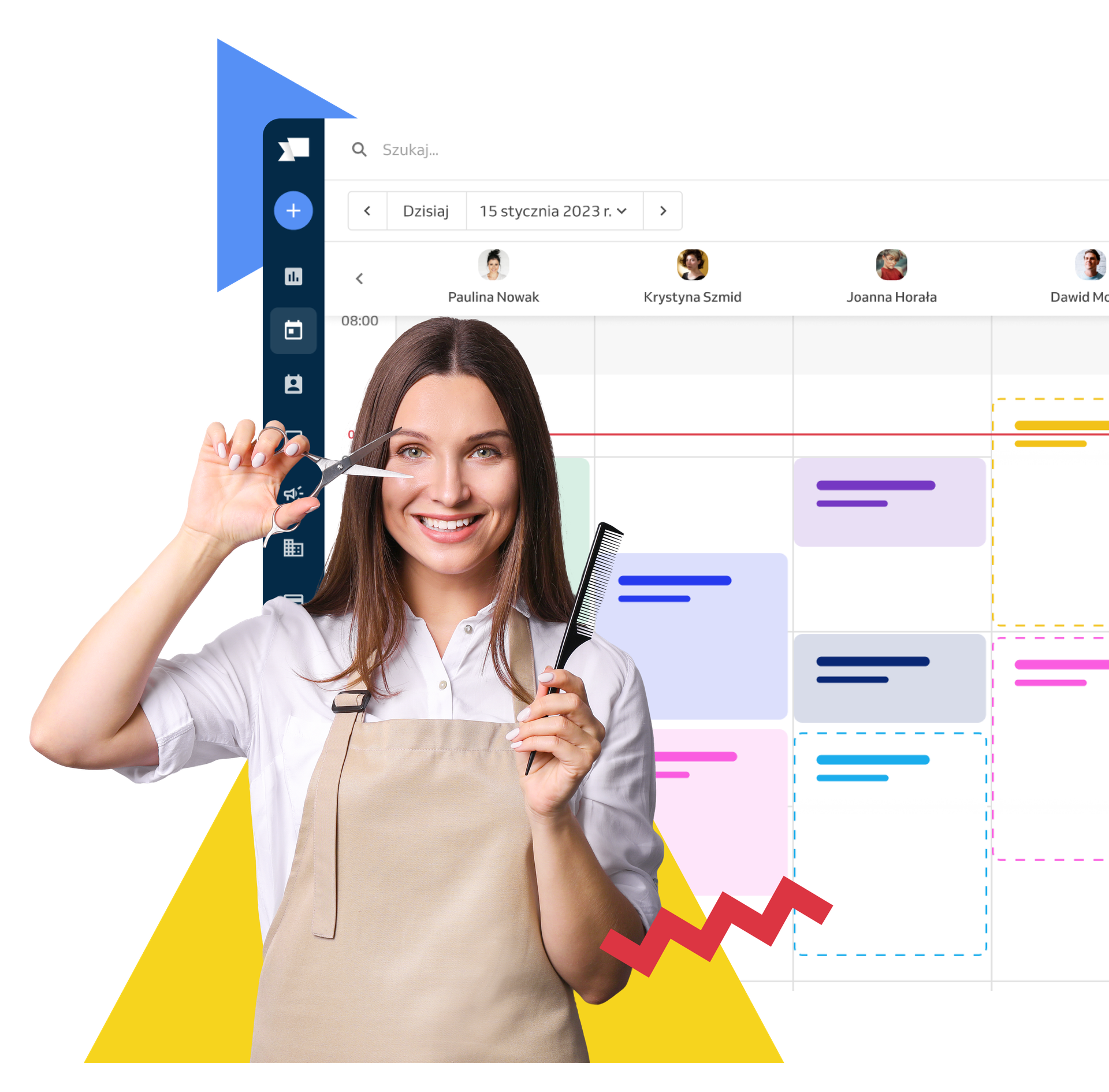 kobieta z nożyczkami