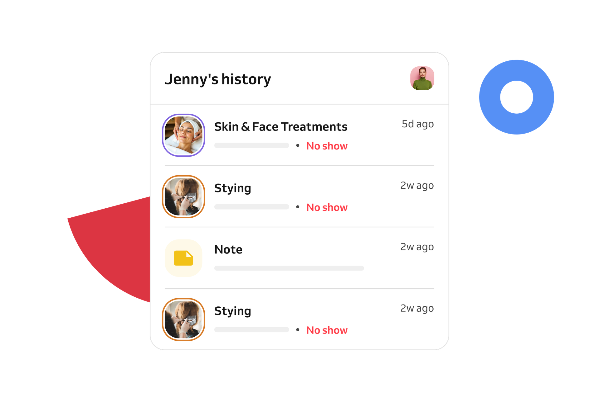 Client history in online booking system