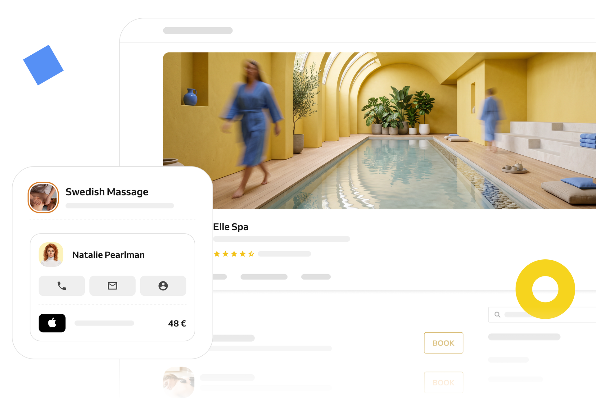 Booking page for spa