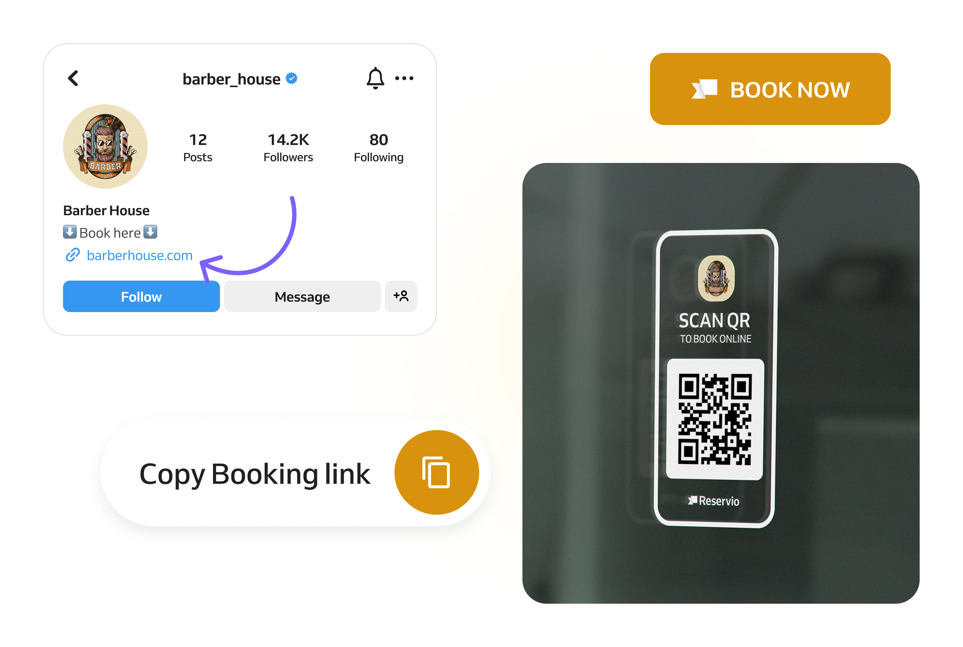 Rezervační odkaz na Instagramu a offline QR kód