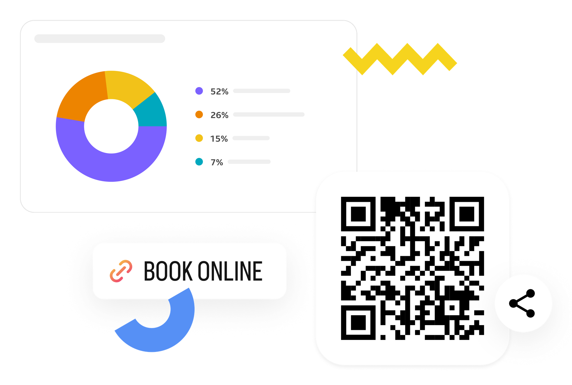 Statistics and QR code for booking online