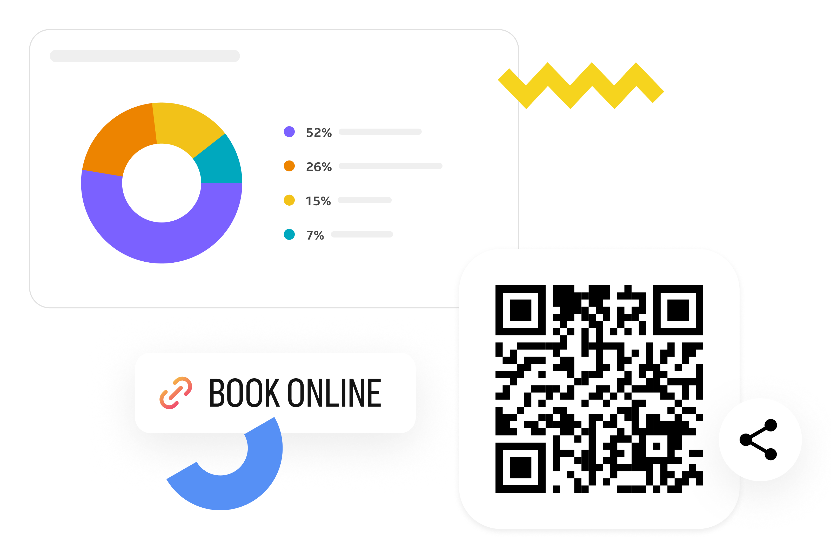 Statistics and QR code for booking online