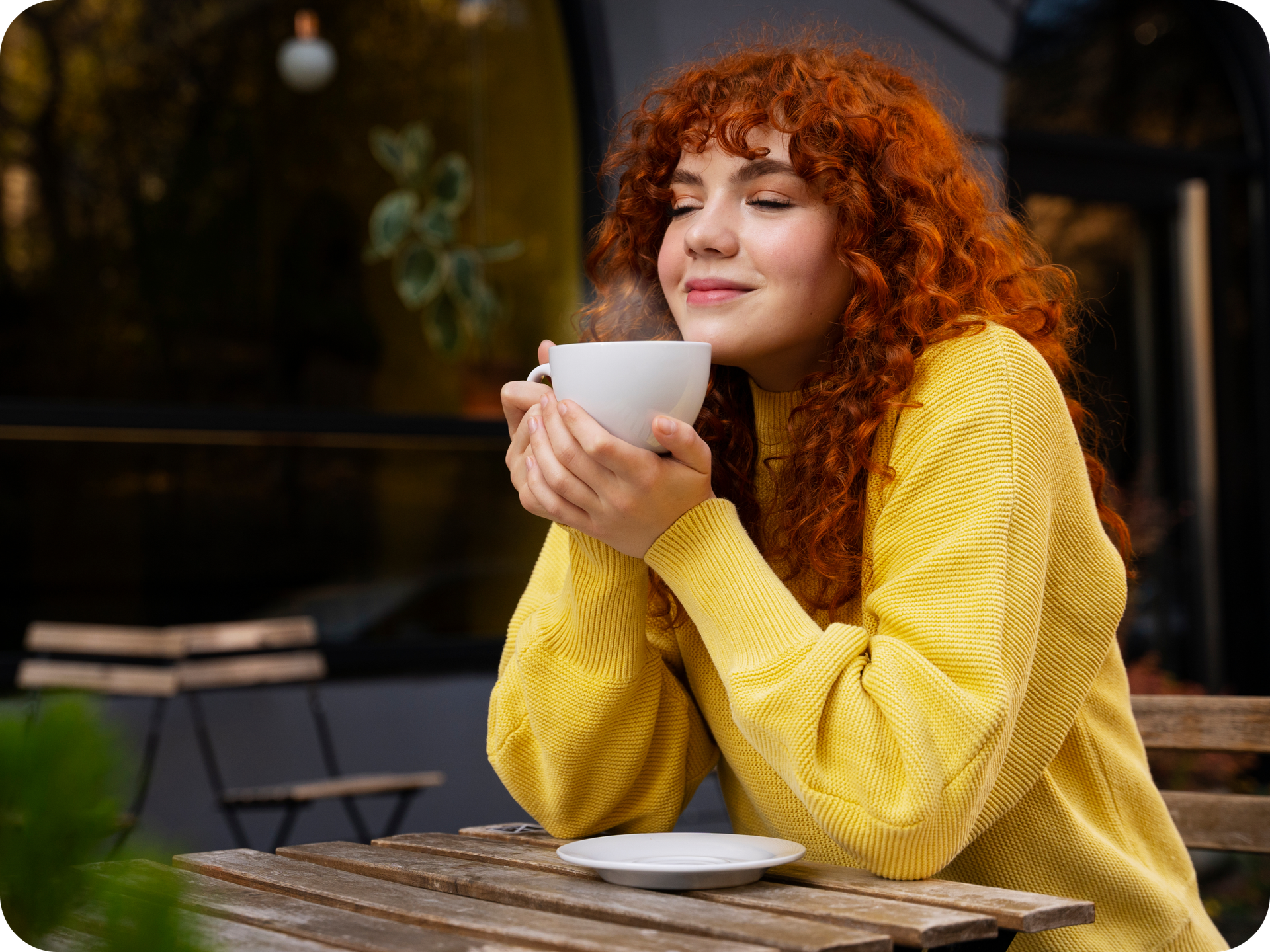 woman enjoying coffee