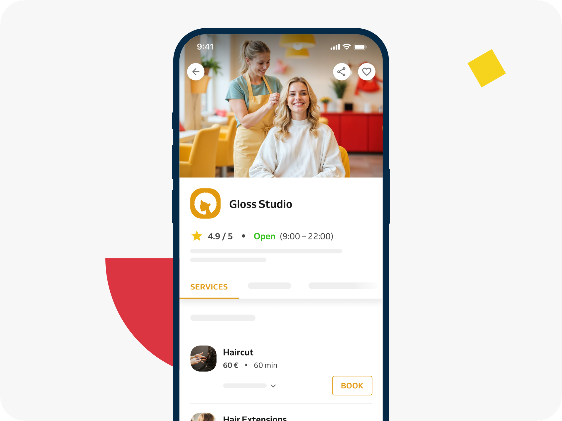 Hair salon branded booking experience