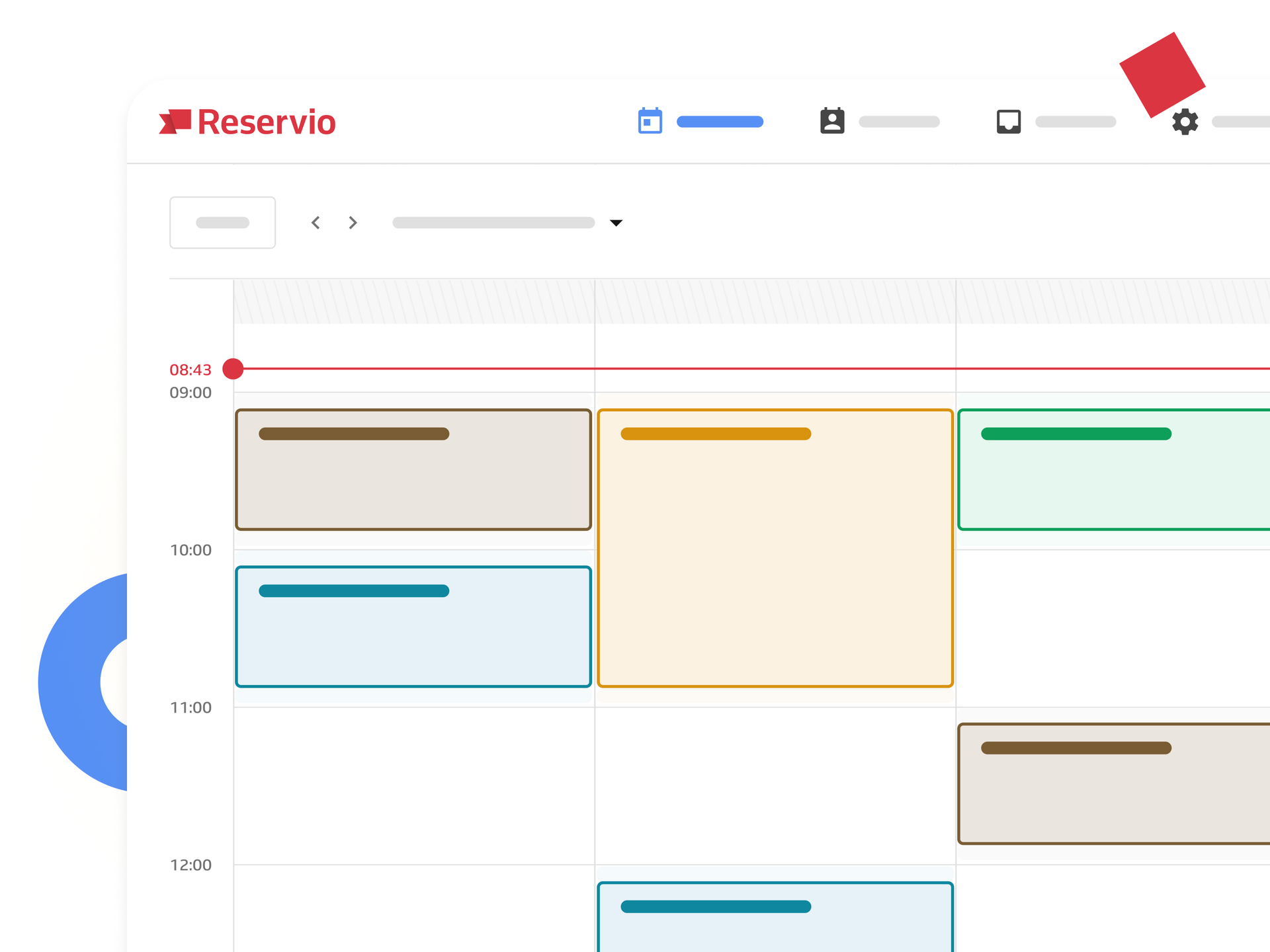 Reservio scheduling calendar full of bookings