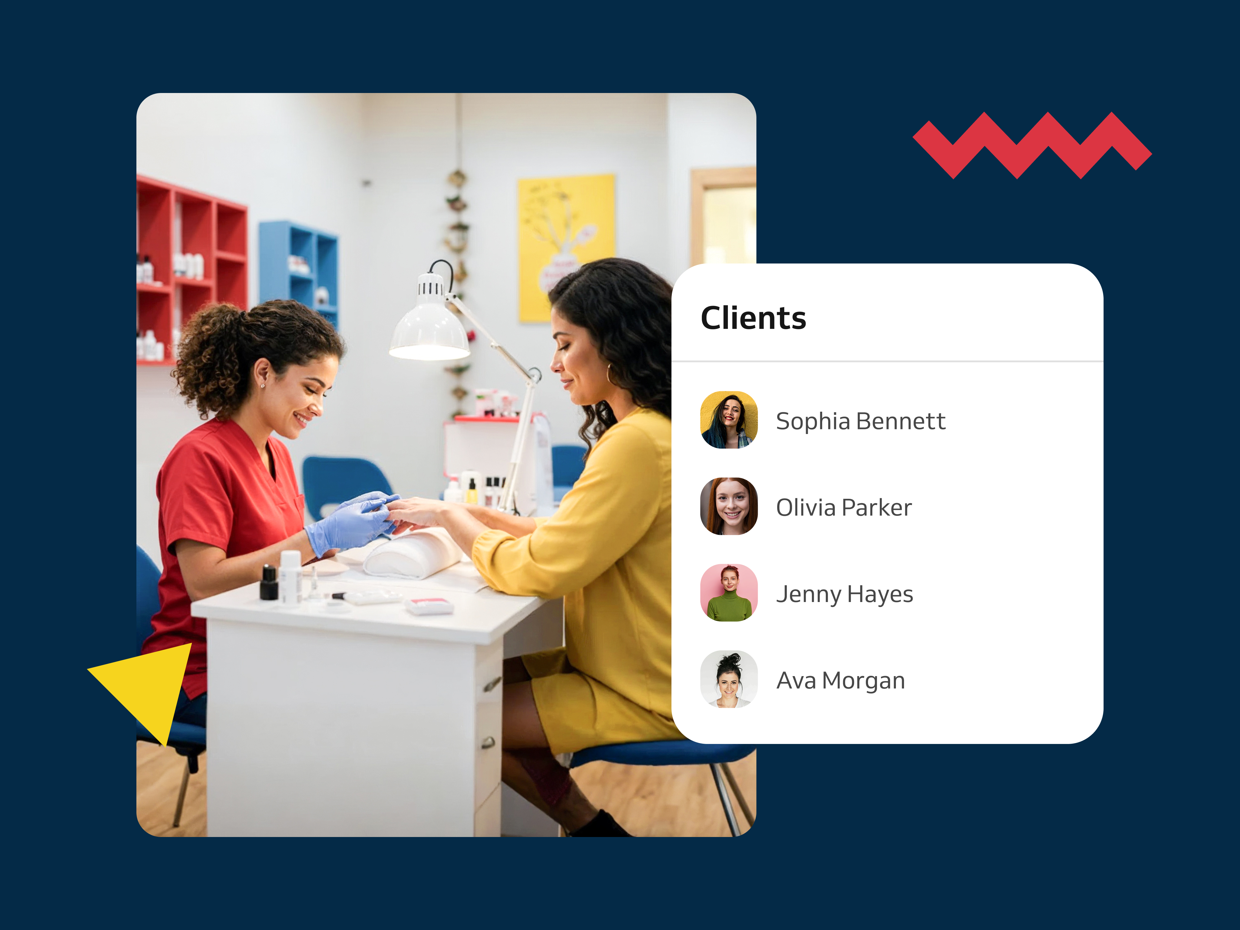 Beauty salon appointment with client management overview