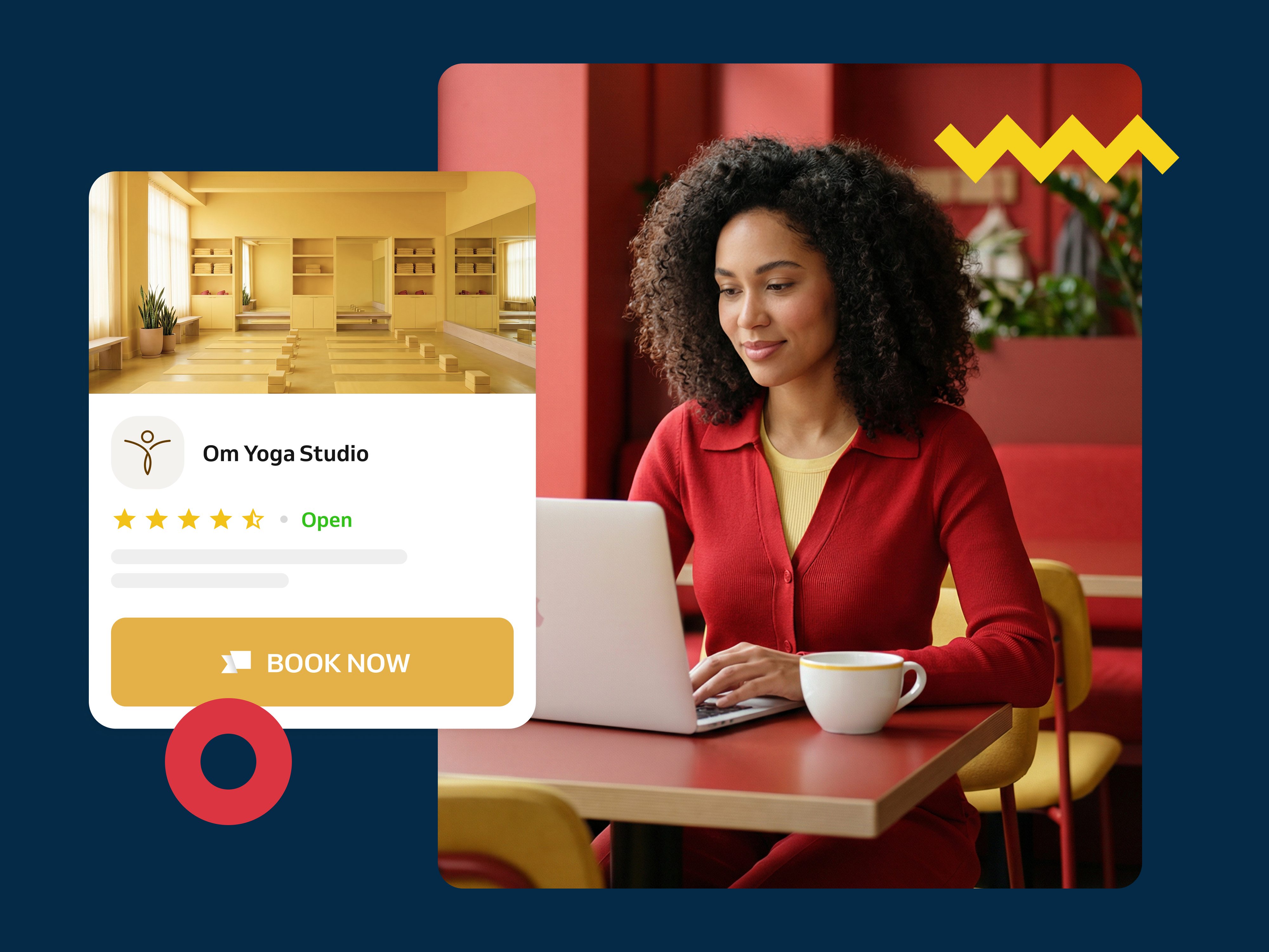 Online booking page for a yoga studio