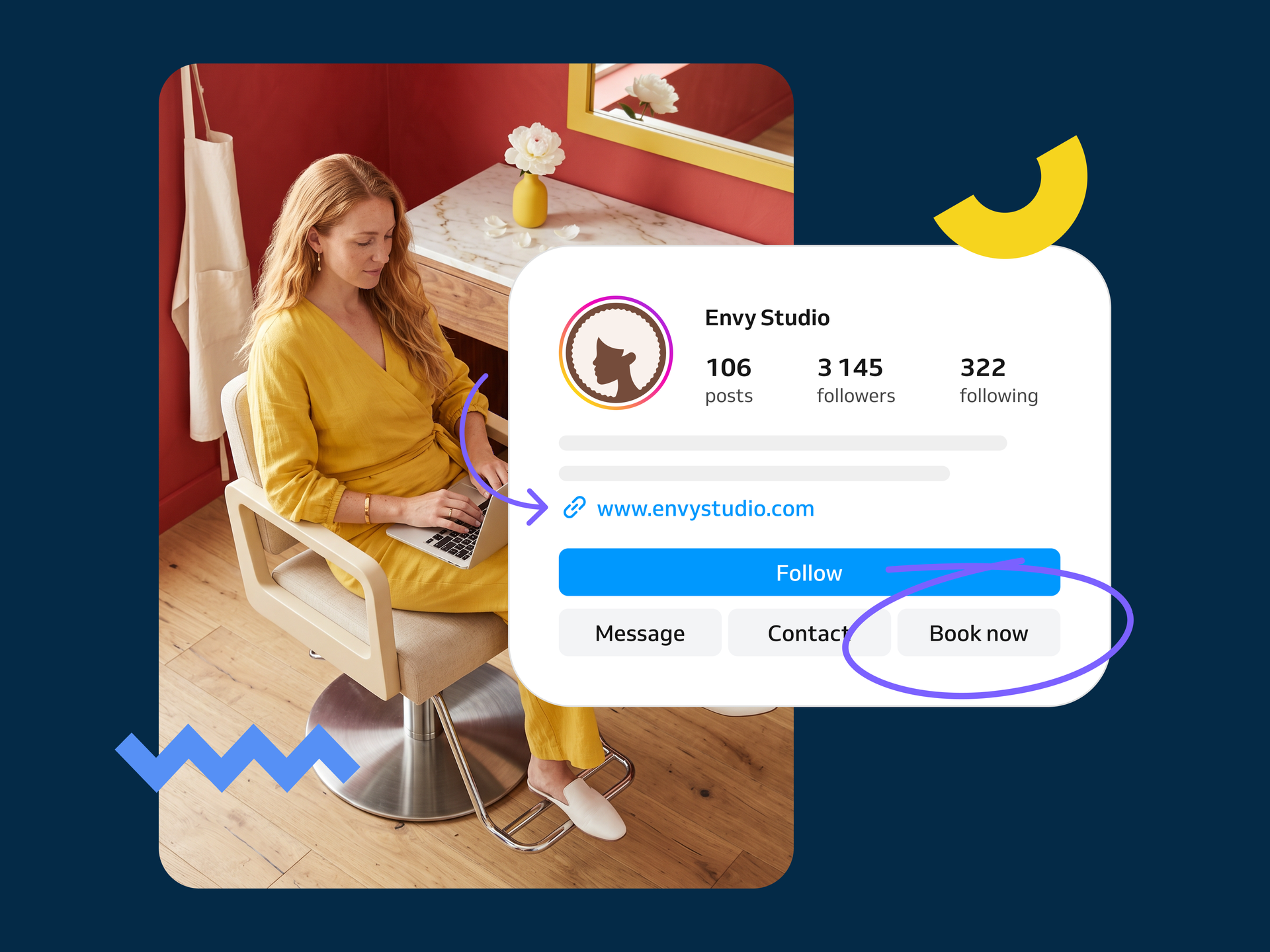 Booking link on social media