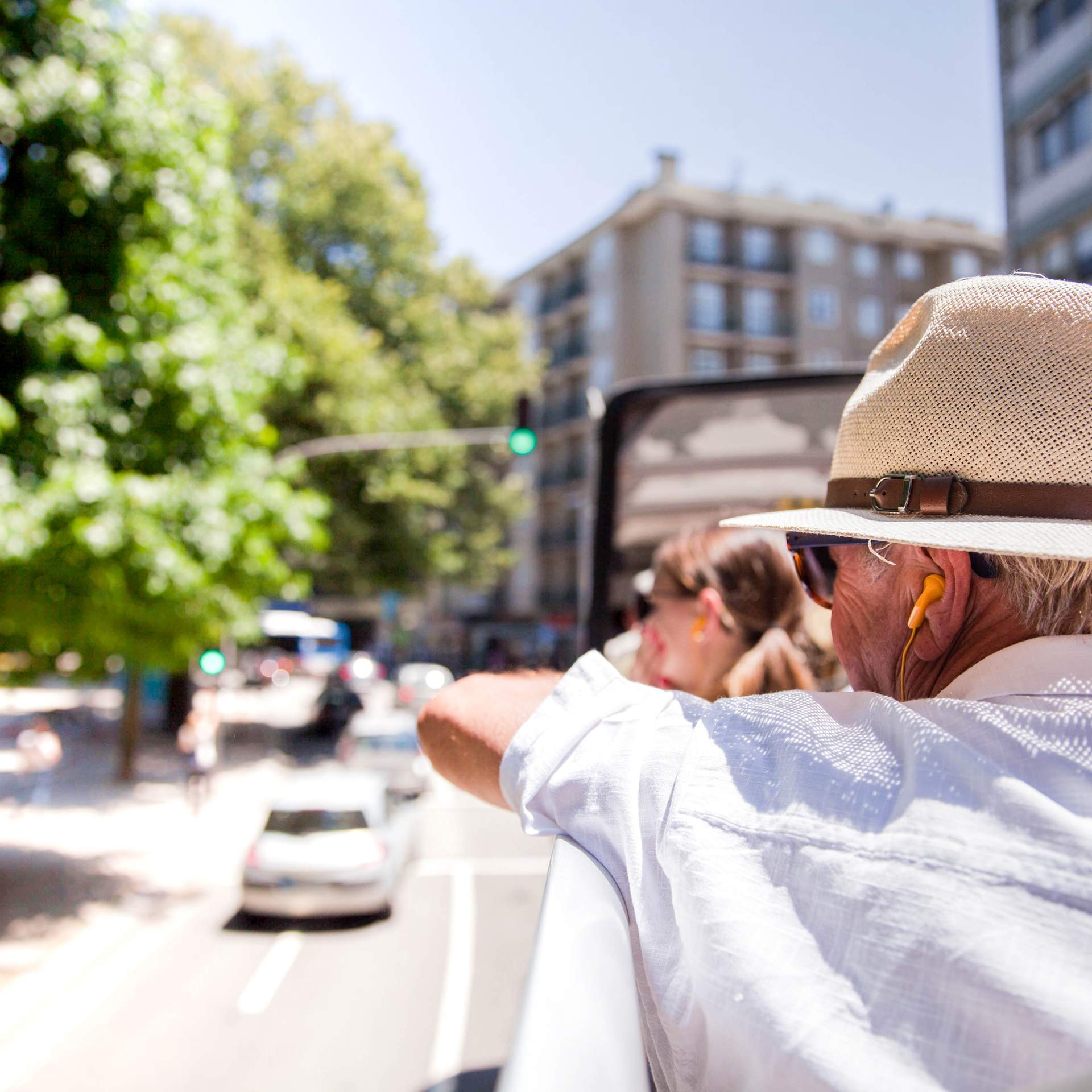 Tourist in the tour guide bus