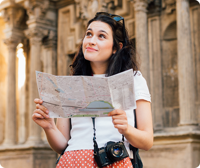 Tour guide, woman with a map