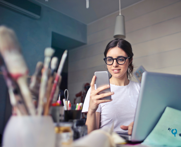 woman attending art class