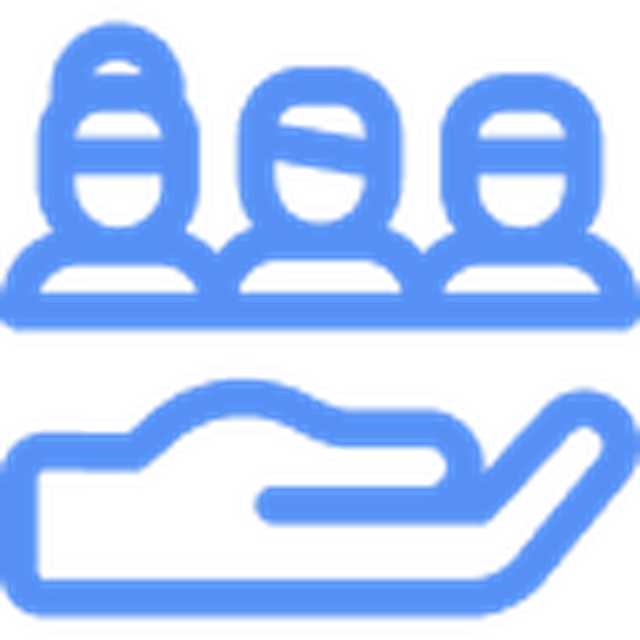 Blue icon of teamwork