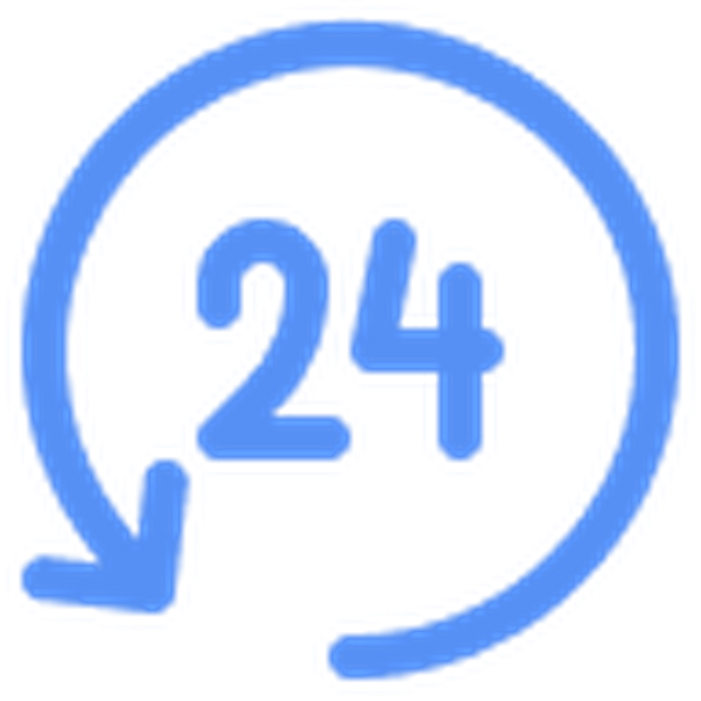 Blue icon of time 24/7
