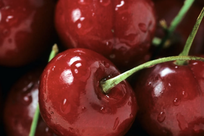 Extreme close up of cherries