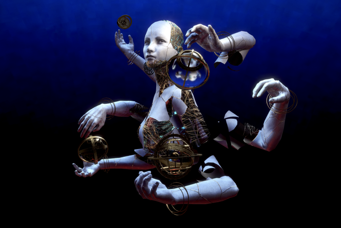Refracted model of mechanical woman