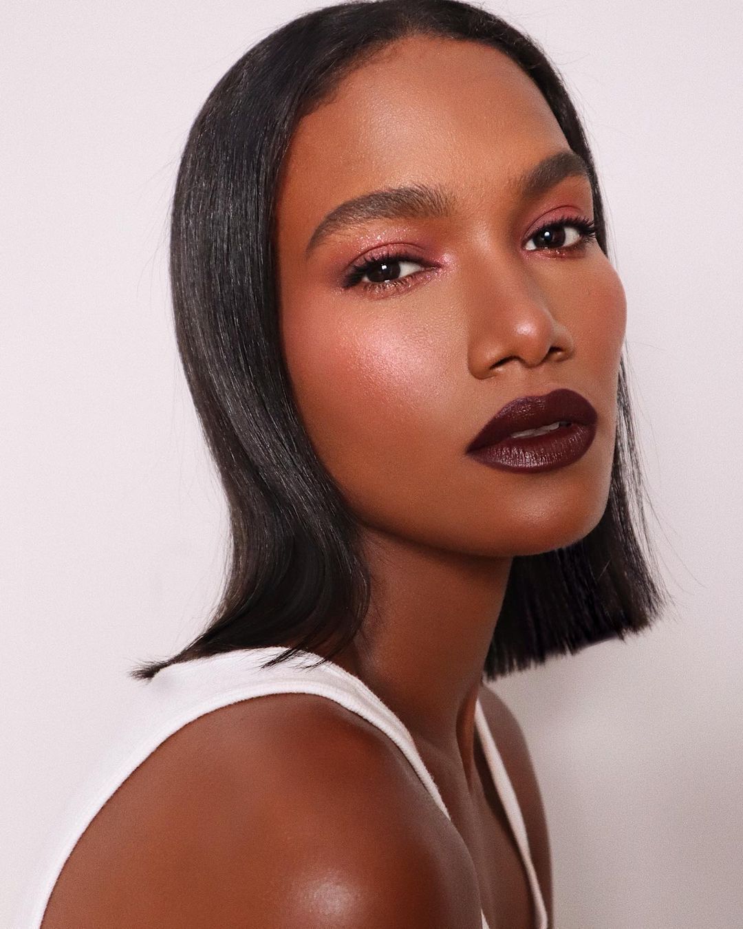 Makeup by Hung Vanngo featuring berry lips and plum blush beauty look