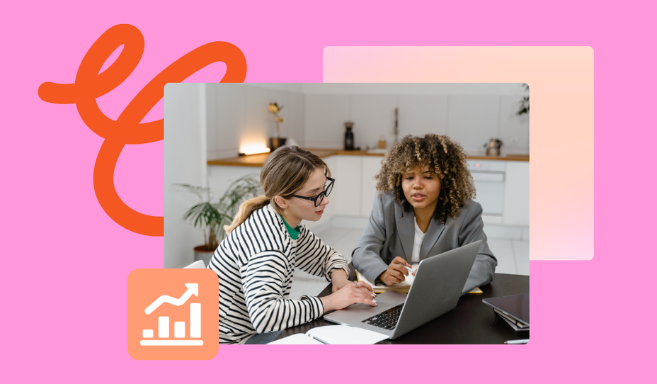 Two professionals reviewing profitability data on a laptop