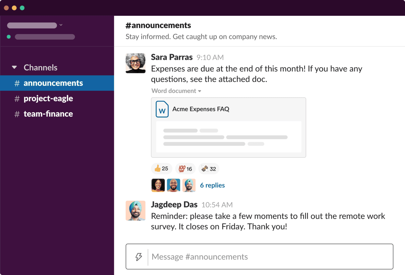 Slack product example