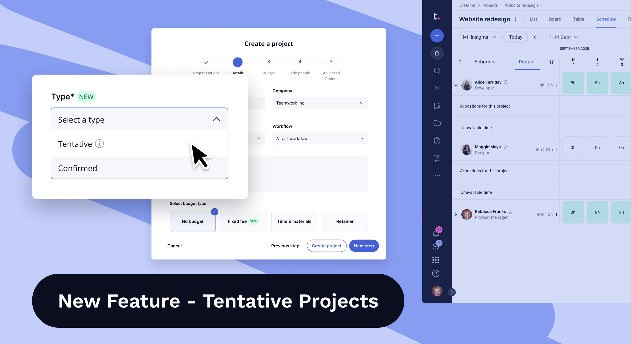 Tentative Projects in Teamwork.com