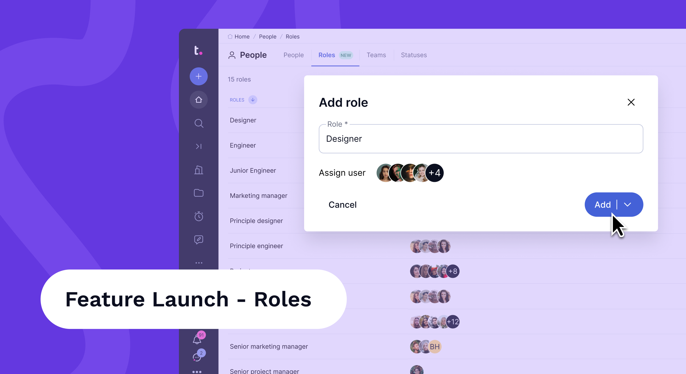 Roles in Teamwork.com