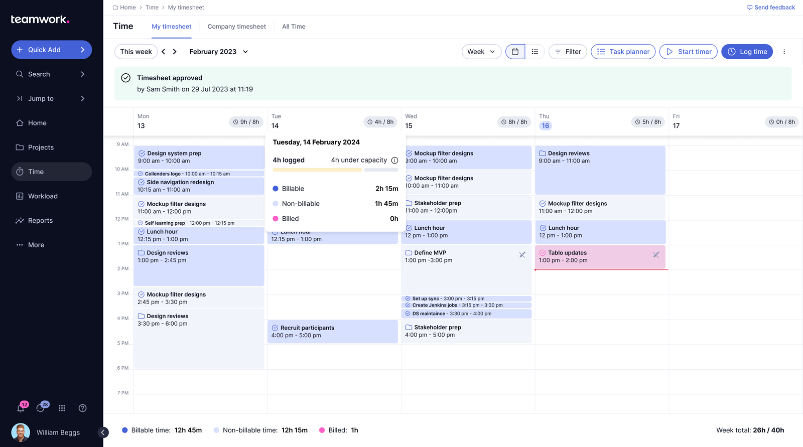 Timesheet Calendar View