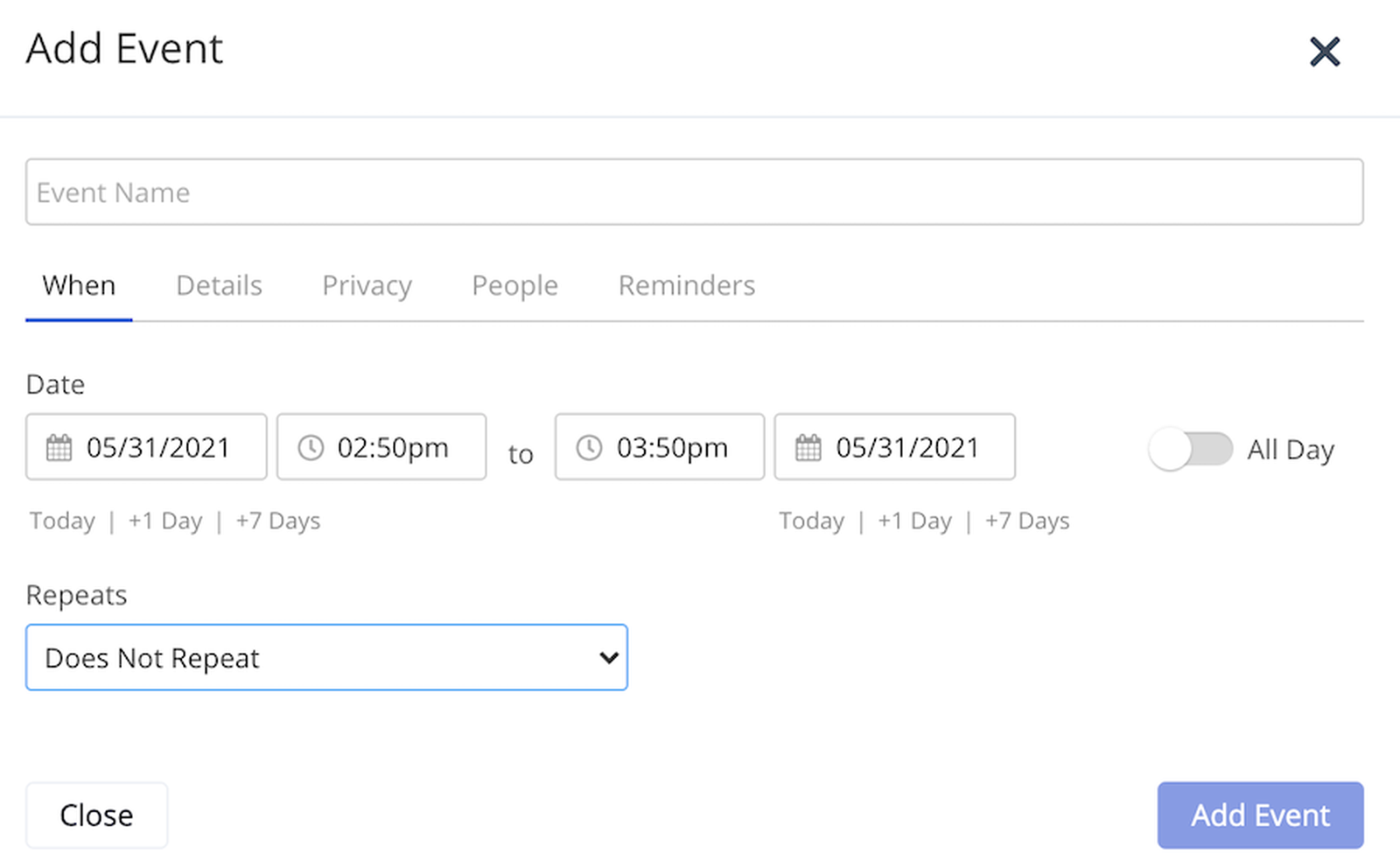 Add Event in Teamwork Calendar